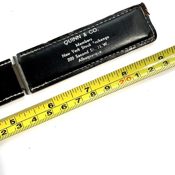 Vintage 9" Letter Opener Advertising Black Leather Sheath 2-Sided MMF Quinn & Co - Picture 10 of 11